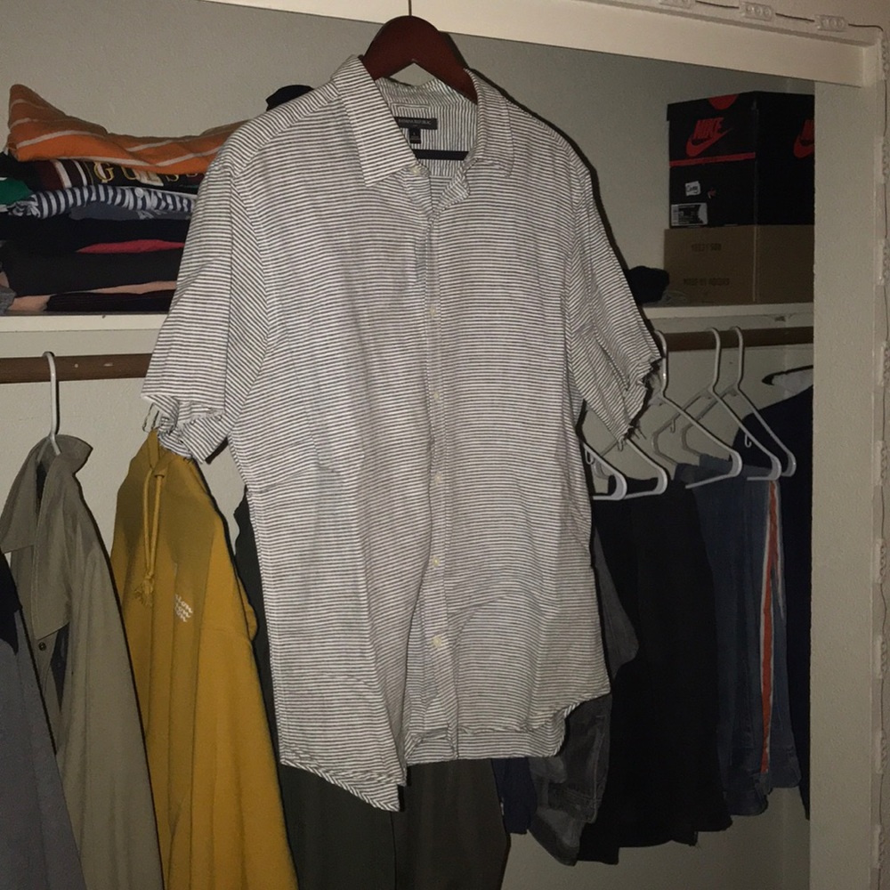 GRAY AND WHITE STRIPED FLANNEL